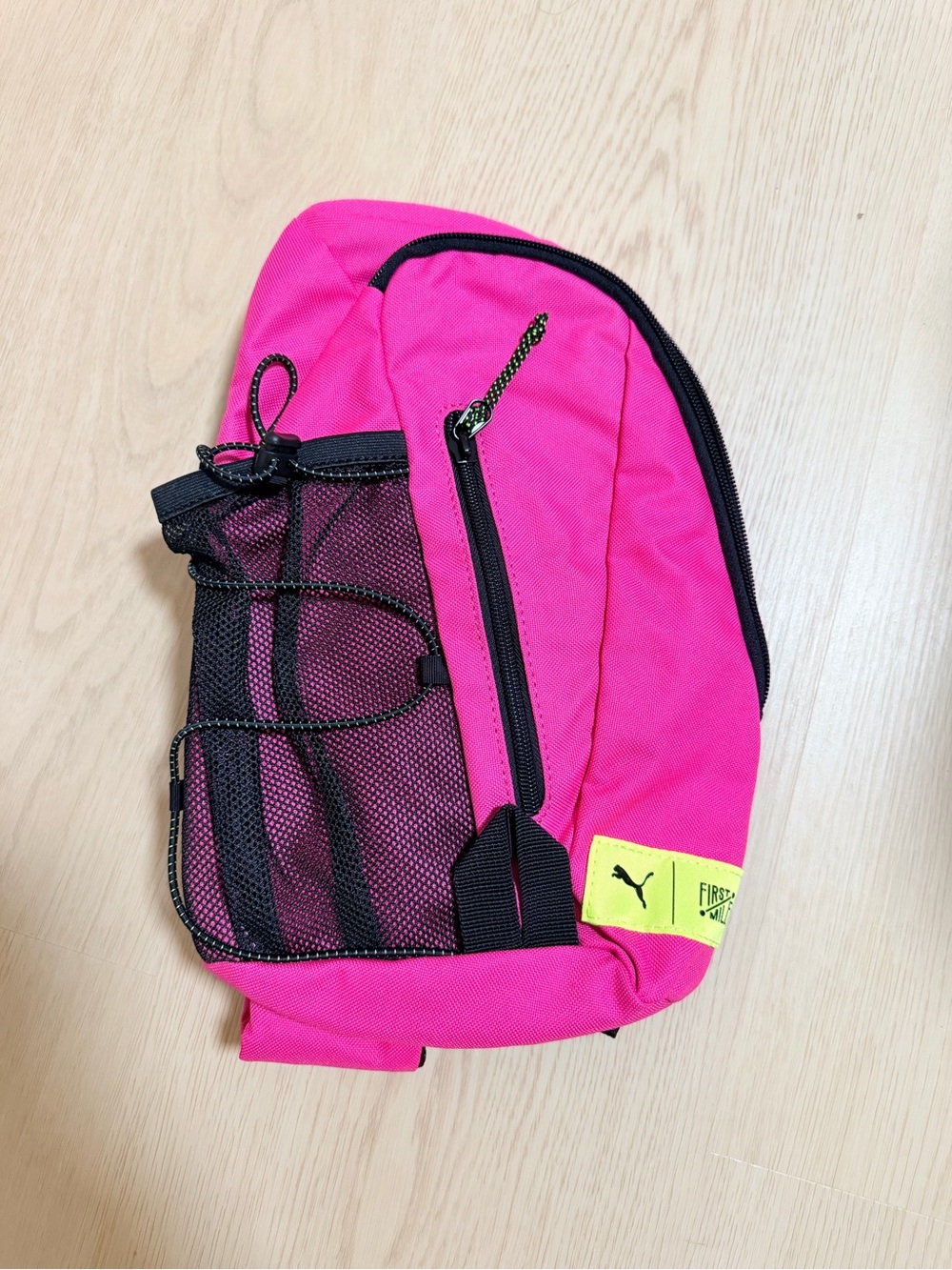 Puma Hot Pink Belt Bag with Black Mesh Pocket